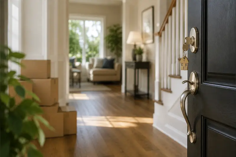 A door opening into a house
