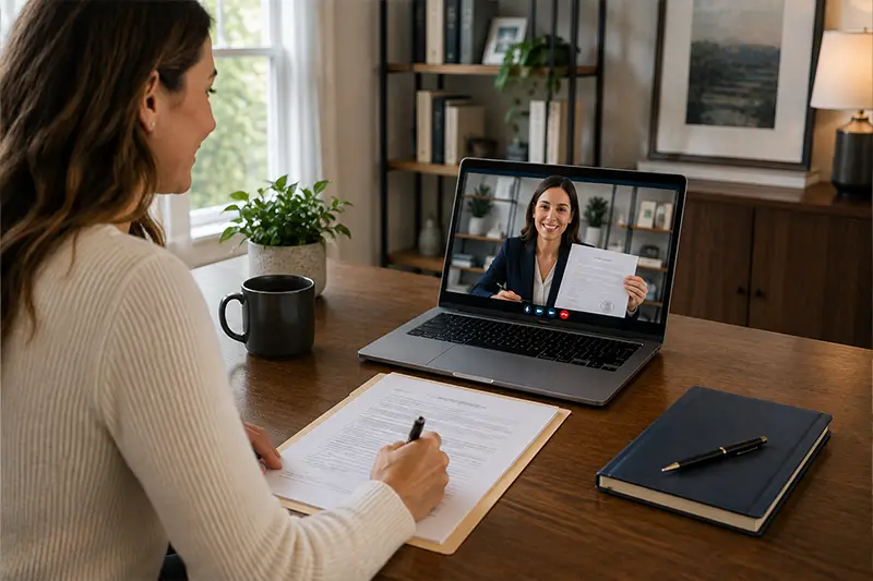 A person having papers remotely notarized