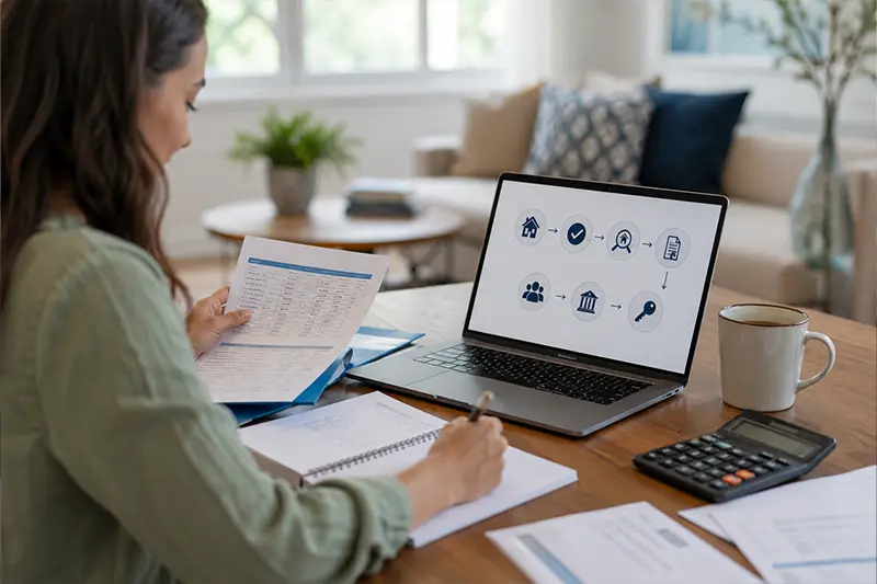 A woman using a laptop